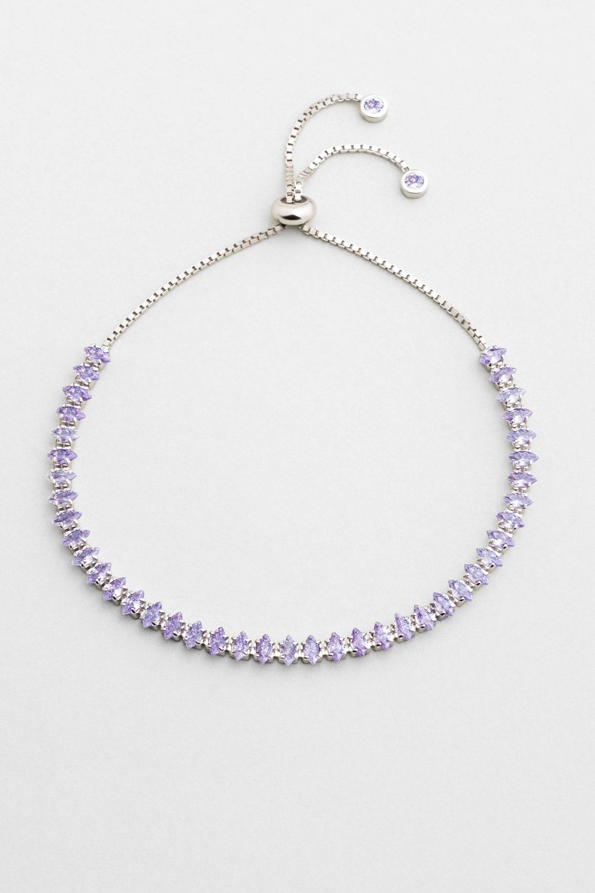 Mor Aura 18 Ayar Beyaz Altın Kaplama Ayarlanabilir Gümüş Bileklik 5178268999