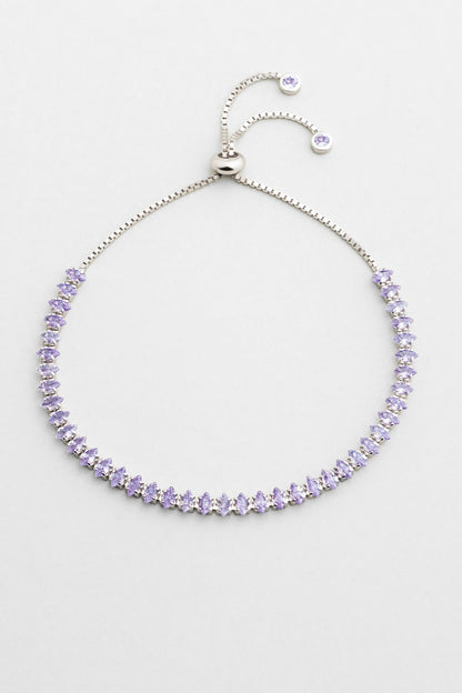 Mor Aura 18 Ayar Beyaz Altın Kaplama Ayarlanabilir Gümüş Bileklik 5178268999