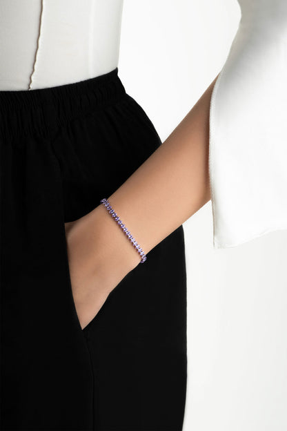 Mor Aura 18 Ayar Beyaz Altın Kaplama Ayarlanabilir Gümüş Bileklik 5178268999