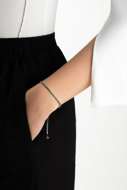 Rio 18 Ayar Beyaz Altın Kaplama Ayarlanabilir Gümüş Bileklik 5178270499