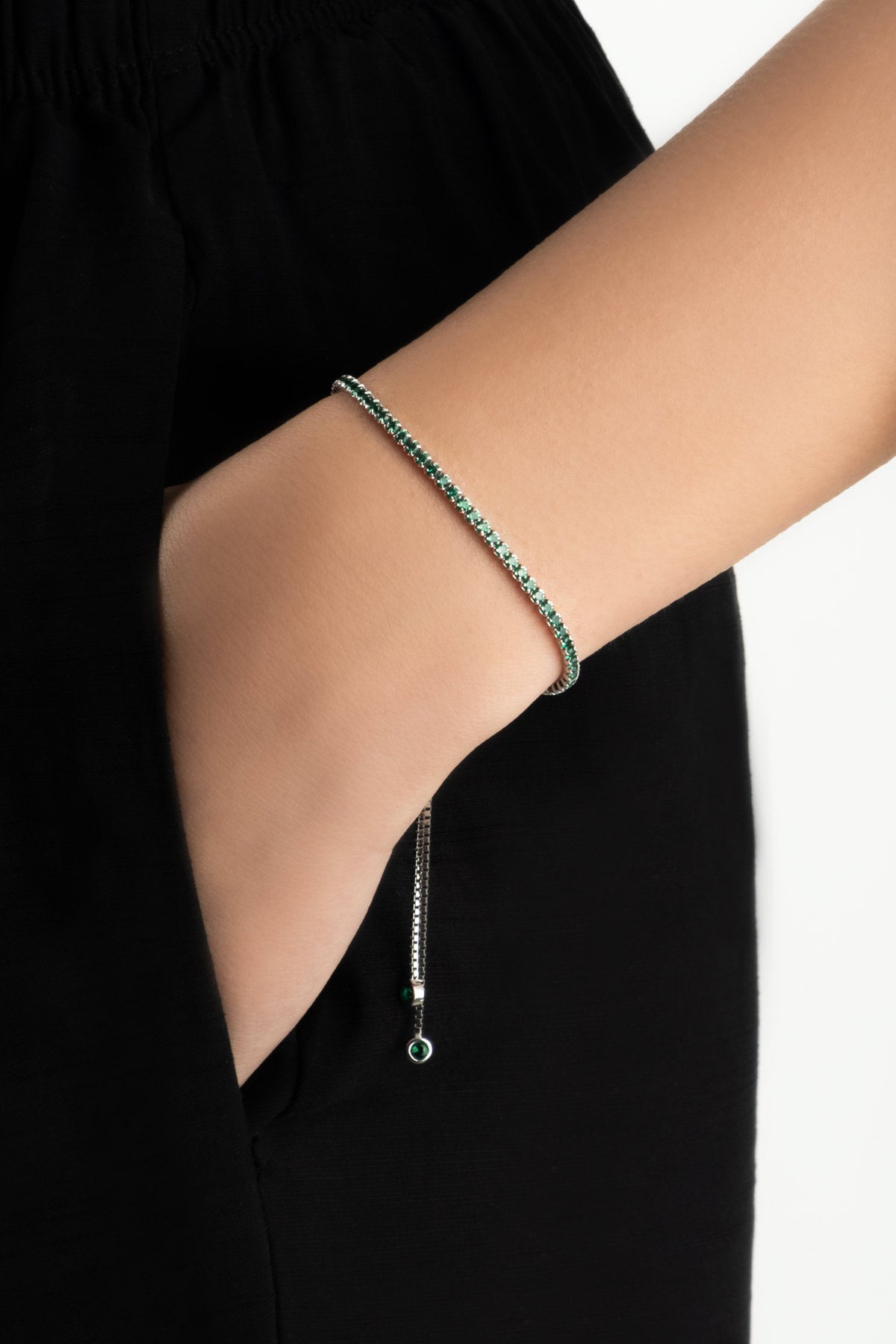 Rio 18 Ayar Beyaz Altın Kaplama Ayarlanabilir Gümüş Bileklik 5178270499