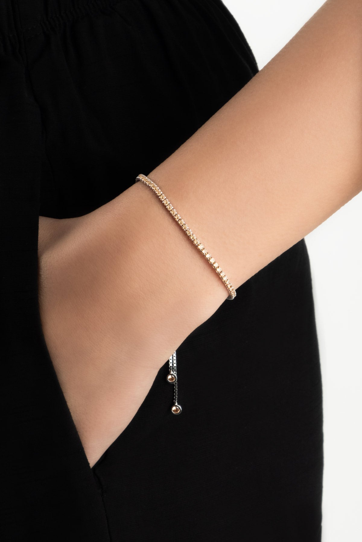 Carmen 18 Ayar Beyaz Altın Kaplama Ayarlanabilir Gümüş Bileklik 5178270699