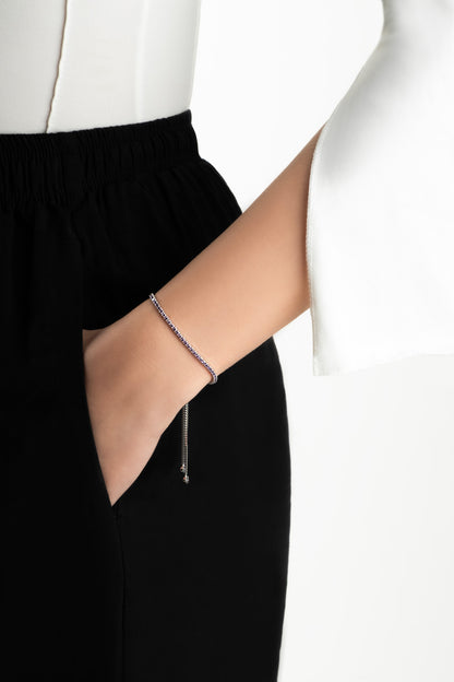 Havana 18 Ayar Beyaz Altın Kaplama Ayarlanabilir Gümüş Bileklik 5178271799