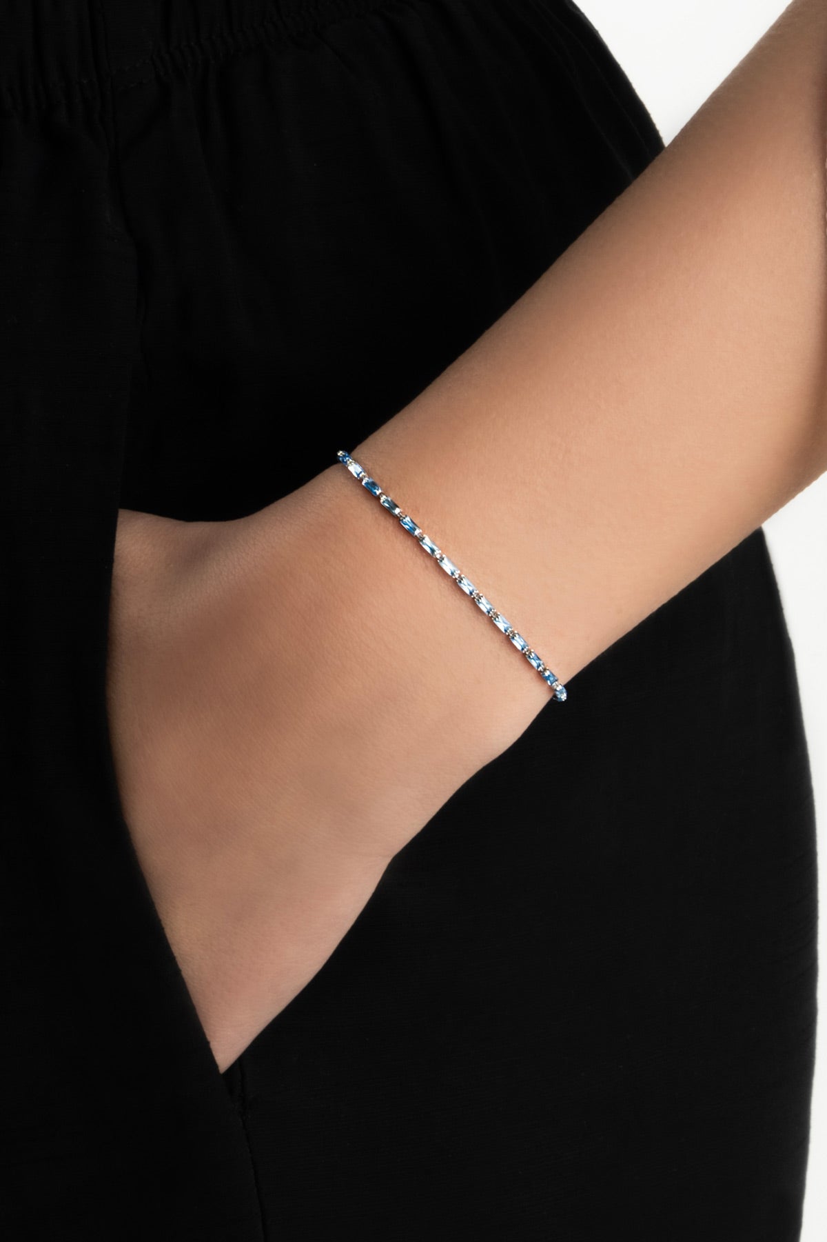 Azure 18 Ayar Beyaz Altın Kaplama Gümüş Ayarlanabilir Bileklik 5178280599