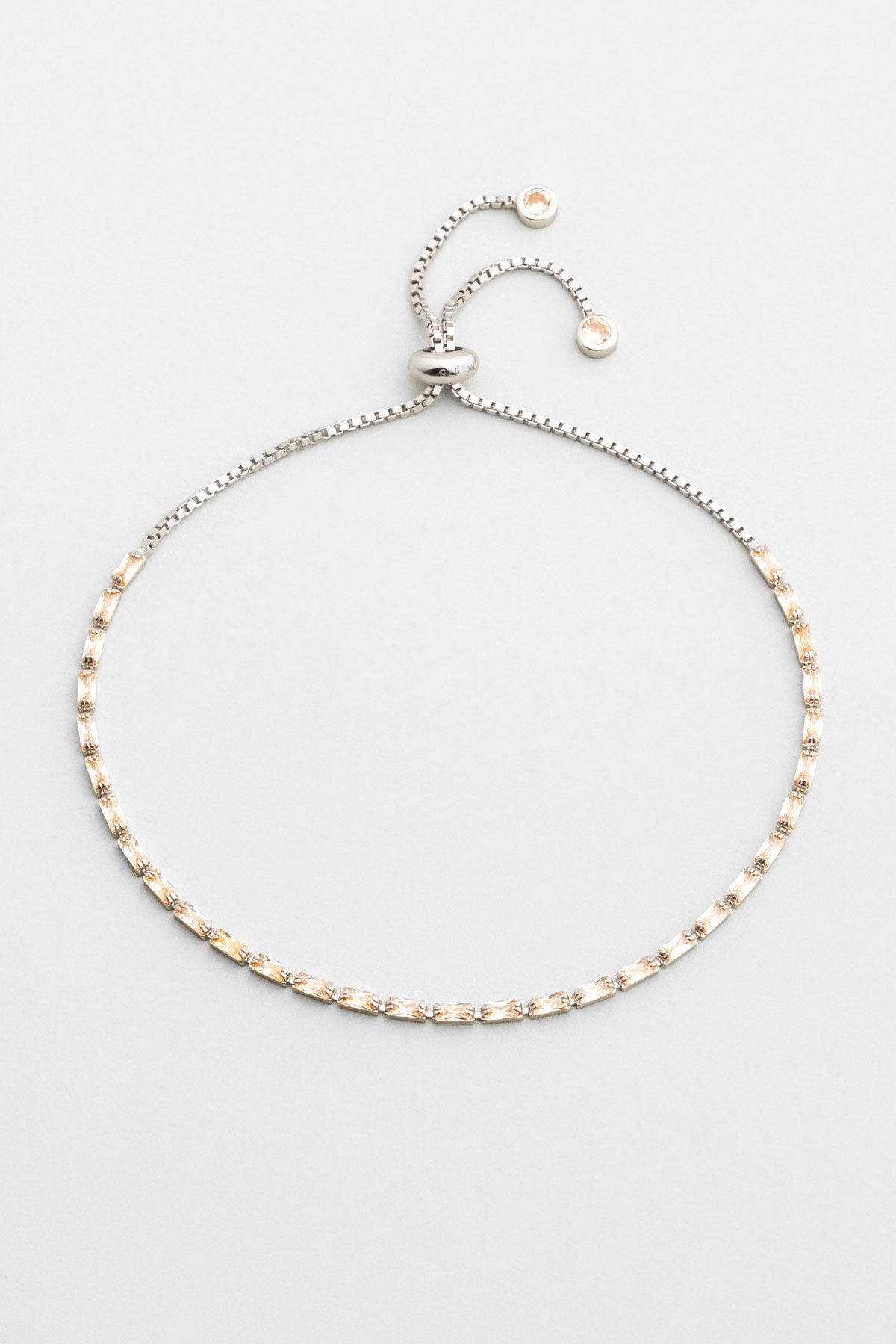 Champel 18 Ayar Beyaz Altın Kaplama Gümüş Ayarlanabilir Bileklik 5178280699