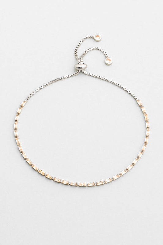 Champel 18 Ayar Beyaz Altın Kaplama Gümüş Ayarlanabilir Bileklik 5178280699