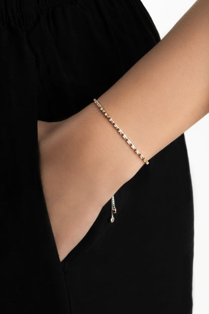 Champel 18 Ayar Beyaz Altın Kaplama Gümüş Ayarlanabilir Bileklik 5178280699