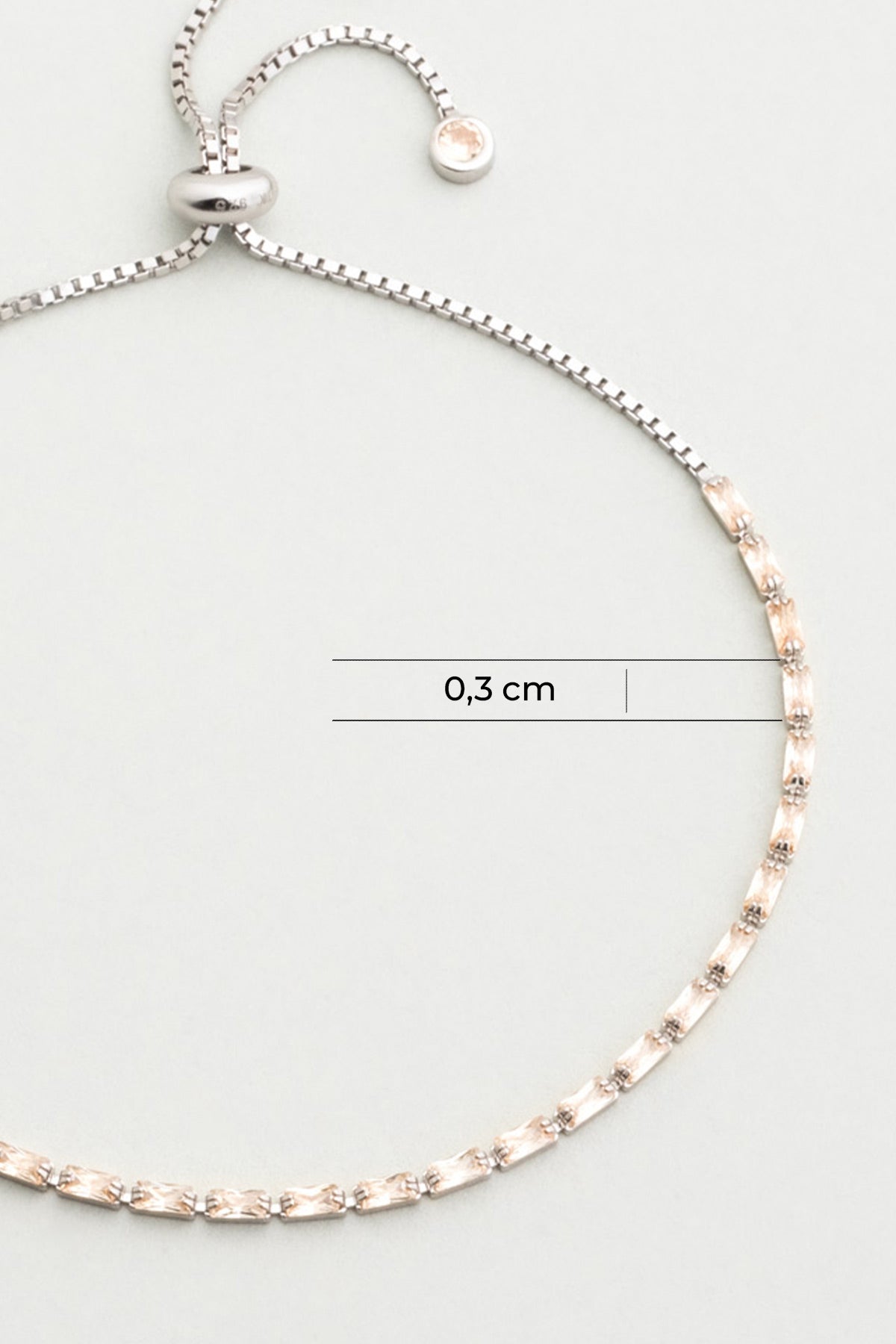 Champel 18 Ayar Beyaz Altın Kaplama Gümüş Ayarlanabilir Bileklik 5178280699