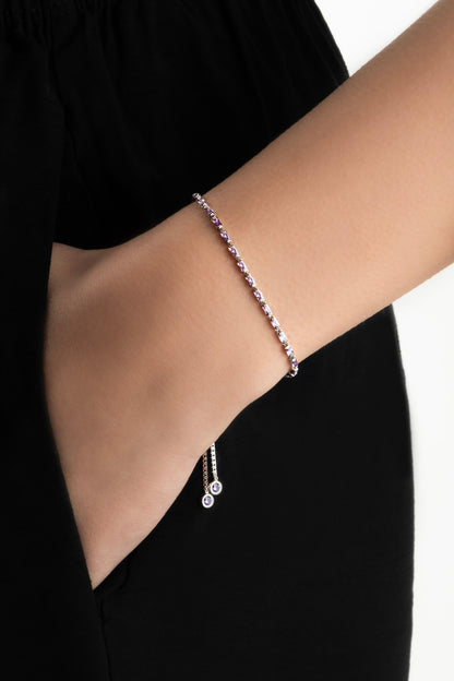 Violet 18 Ayar Beyaz Altın Kaplama Gümüş Ayarlanabilir Bileklik 5178281799