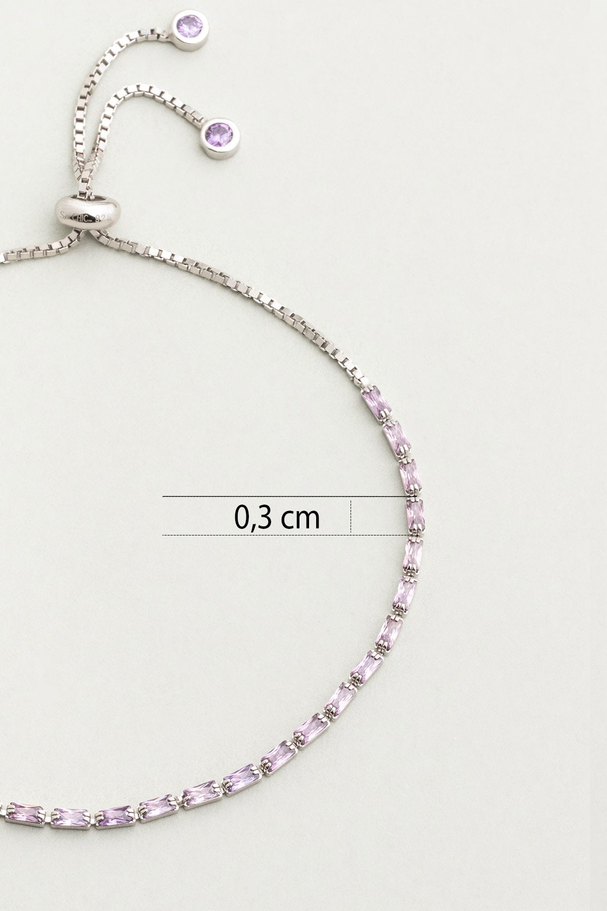 Violet 18 Ayar Beyaz Altın Kaplama Gümüş Ayarlanabilir Bileklik 5178281799