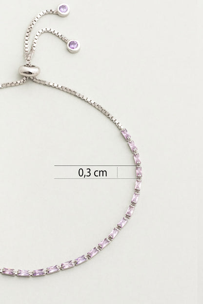 Violet 18 Ayar Beyaz Altın Kaplama Gümüş Ayarlanabilir Bileklik 5178281799