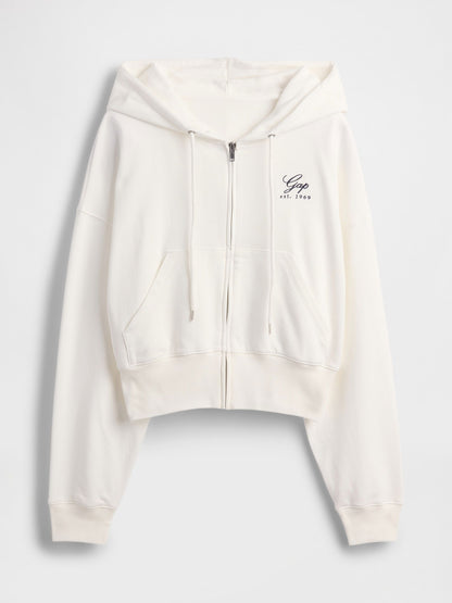 Beyaz Vintagesoft Fermuarlı Gap Logo Sweatshirt