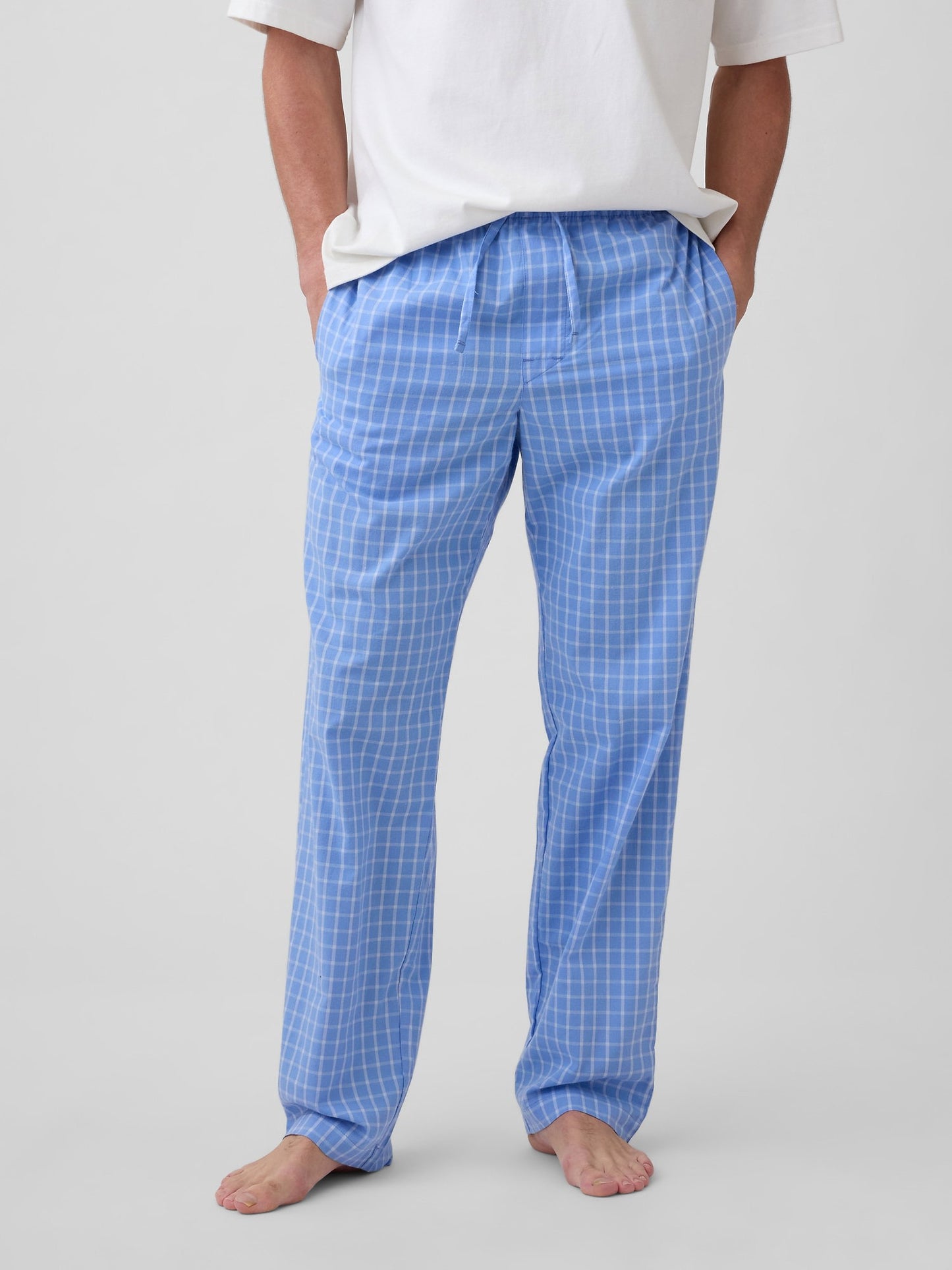 Açık Mavi Relaxed Poplin Pijama Altı
