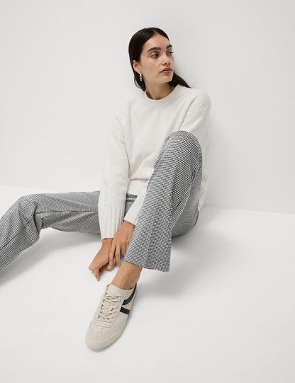 Jersey Kareli Straight Leg Pantolon