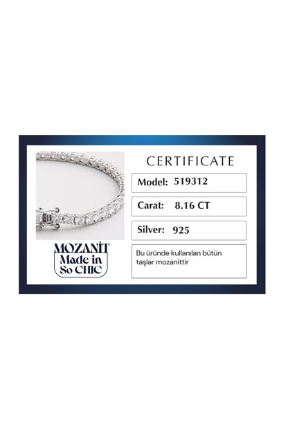 Mozanit Yolu 18 Ayar Beyaz Altın Kaplama 18 Cm Gümüş Su Yolu Bileklik 5193129918