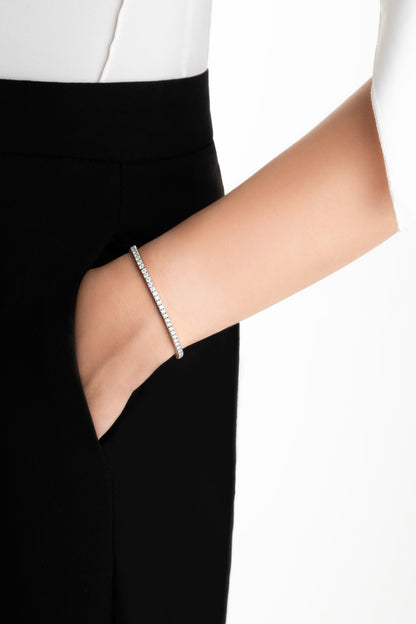Mozanit Dokunuşu 18 Ayar Beyaz Altın Kaplama 18 Cm Gümüş Su Yolu Bileklik 5193189918
