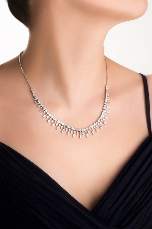 Sophie 18 Ayar Beyaz Altın Kaplama Ayarlanabilir Gümüş Gerdanlık 5194530199