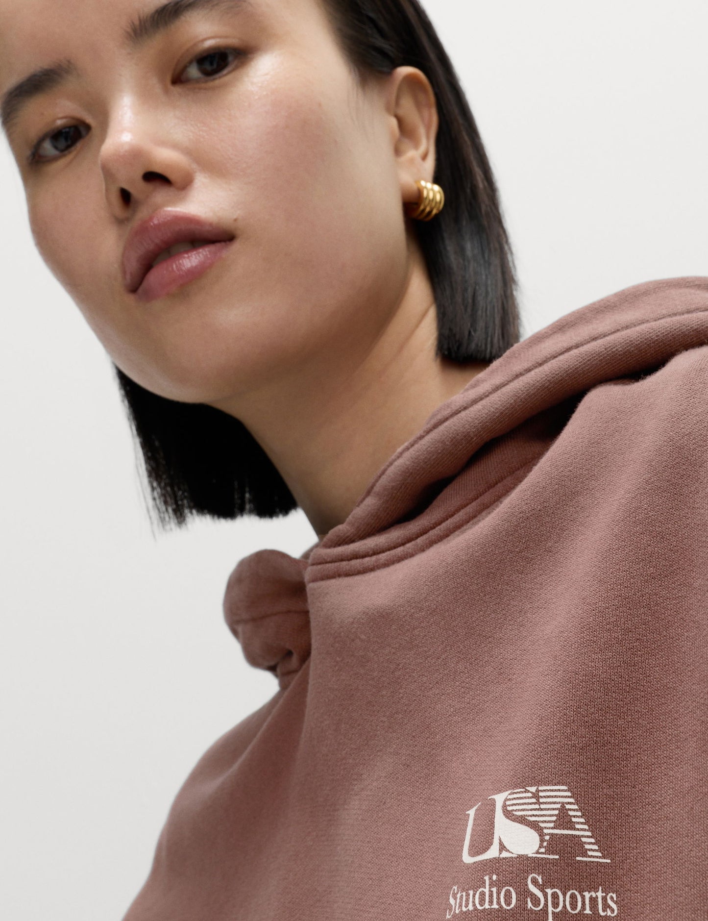 Saf Pamuk Grafik Baskılı Kapüşonlu Sweatshirt