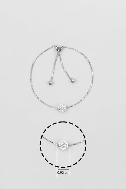 Mozanit Işığı 18 Ayar Beyaz Altın Kaplama Ayarlanabilir Gümüş Bileklik 5199090199