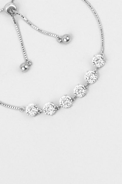 Mozanit Yolu 18 Ayar Beyaz Altın Kaplama Ayarlanabilir Gümüş Bileklik 5199100199