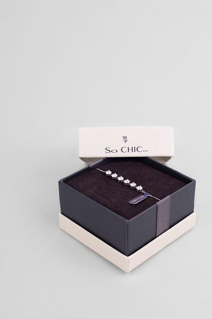 Mozanit Yolu 18 Ayar Beyaz Altın Kaplama Ayarlanabilir Gümüş Bileklik 5199100199