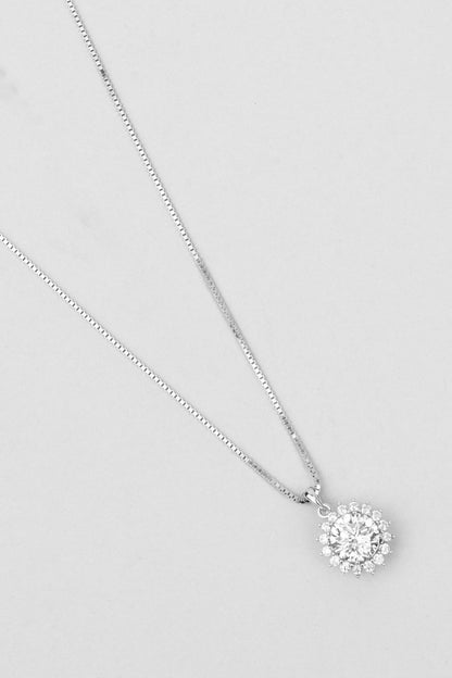 Mozanit Güneşi 18 Ayar Beyaz Altın Kaplama 44 Cm Gümüş Kolye 5199180199