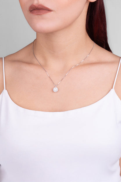 Mozanit Güneşi 18 Ayar Beyaz Altın Kaplama 44 Cm Gümüş Kolye 5199180199