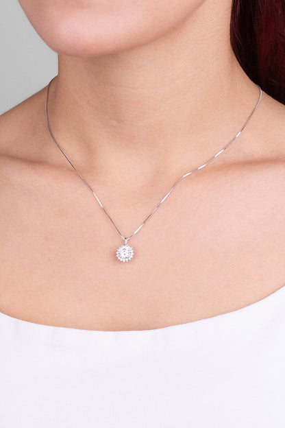 Mozanit Güneşi 18 Ayar Beyaz Altın Kaplama 44 Cm Gümüş Kolye 5199180199