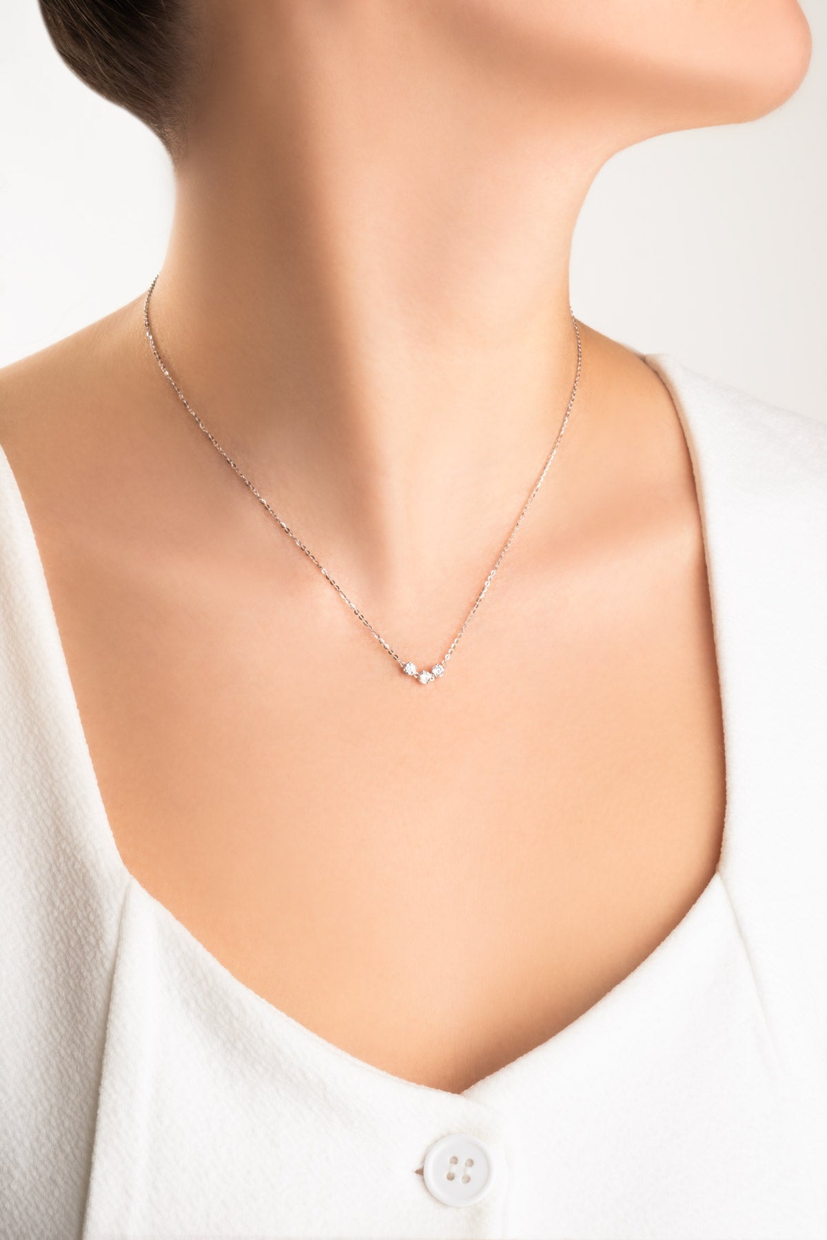 Mozanit Yolculuğu 18 Ayar Beyaz Altın Kaplama 46 Cm Gümüş Kolye 5199430199