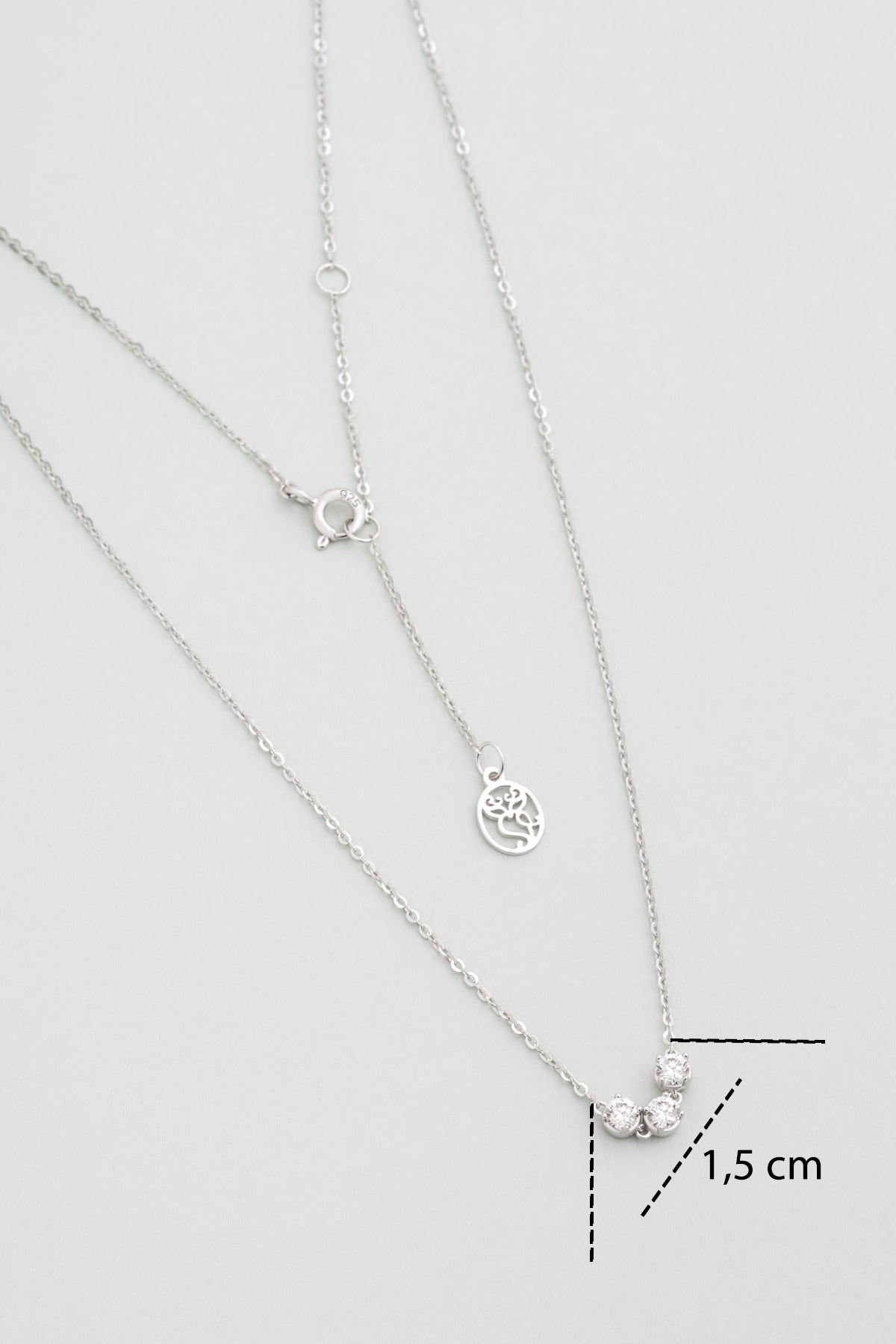 Mozanit Yolculuğu 18 Ayar Beyaz Altın Kaplama 46 Cm Gümüş Kolye 5199430199