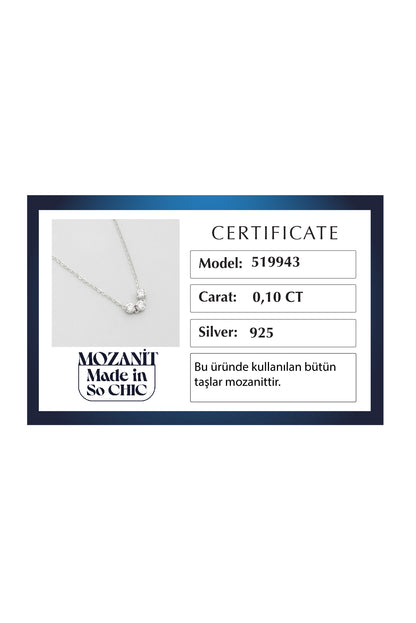 Mozanit Yolculuğu 18 Ayar Beyaz Altın Kaplama 46 Cm Gümüş Kolye 5199430199