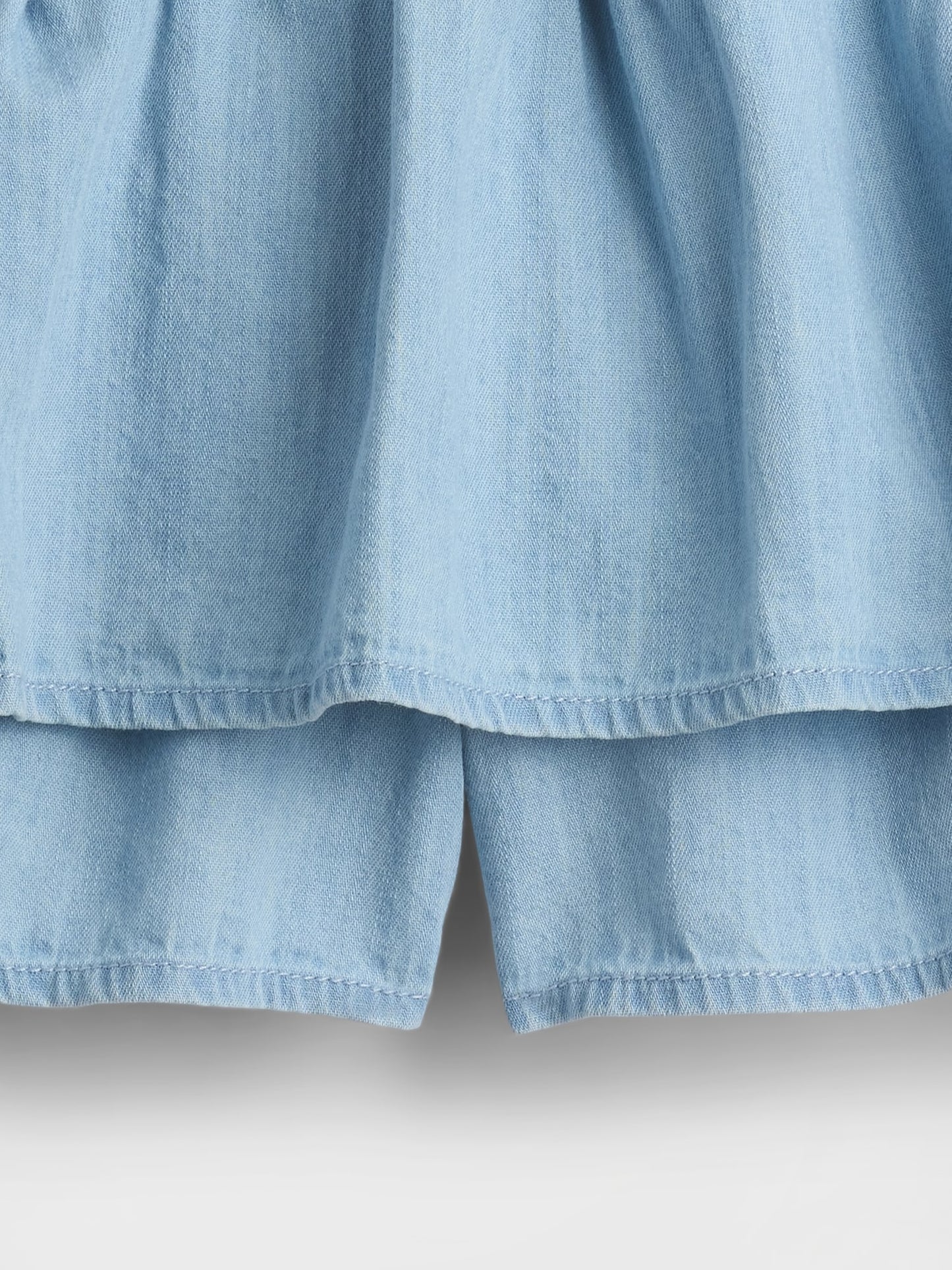 Açık Mavi Denim Tiered Şort Etek