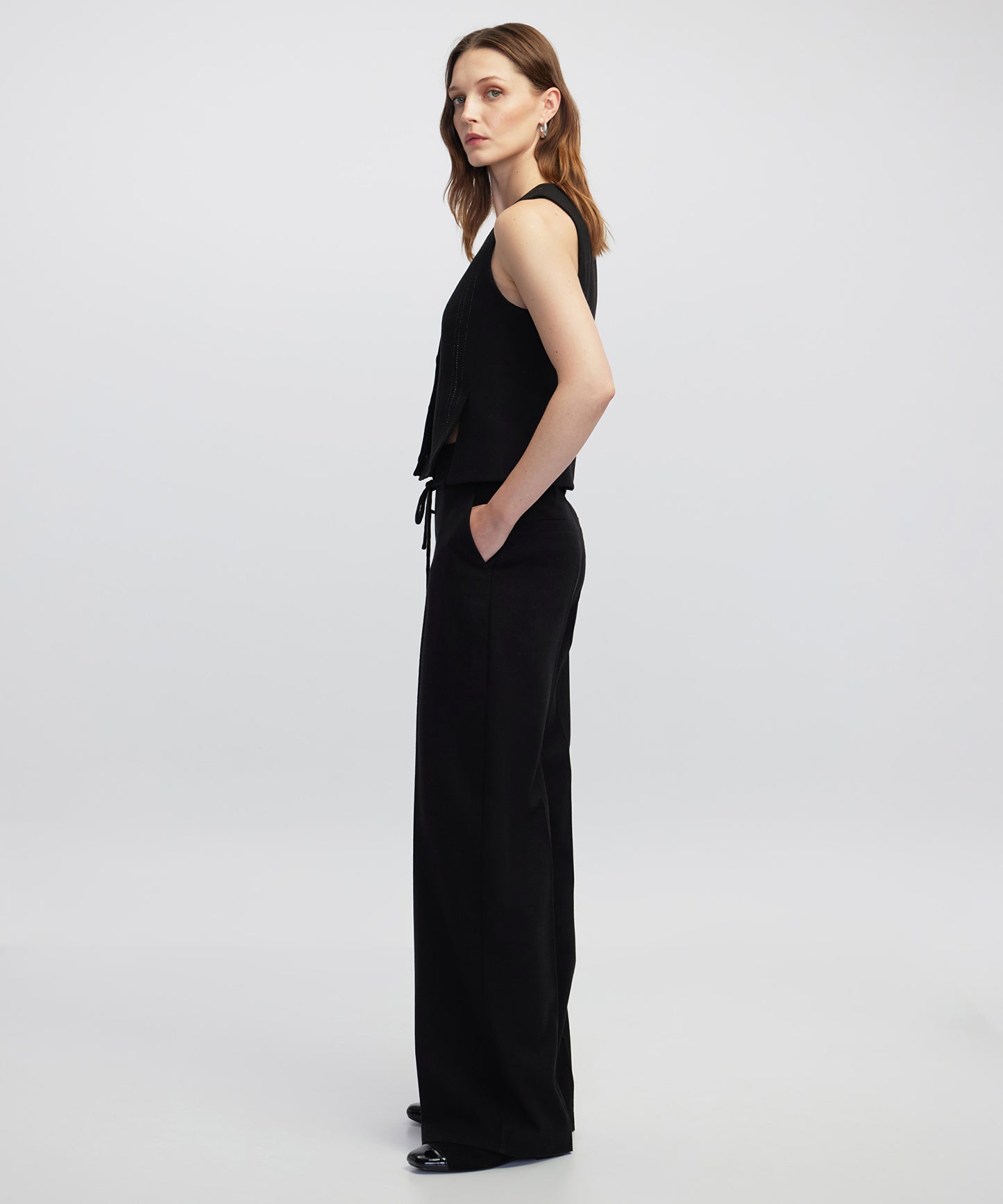 Ince Kordonlu Wide Leg Fit Pantolon