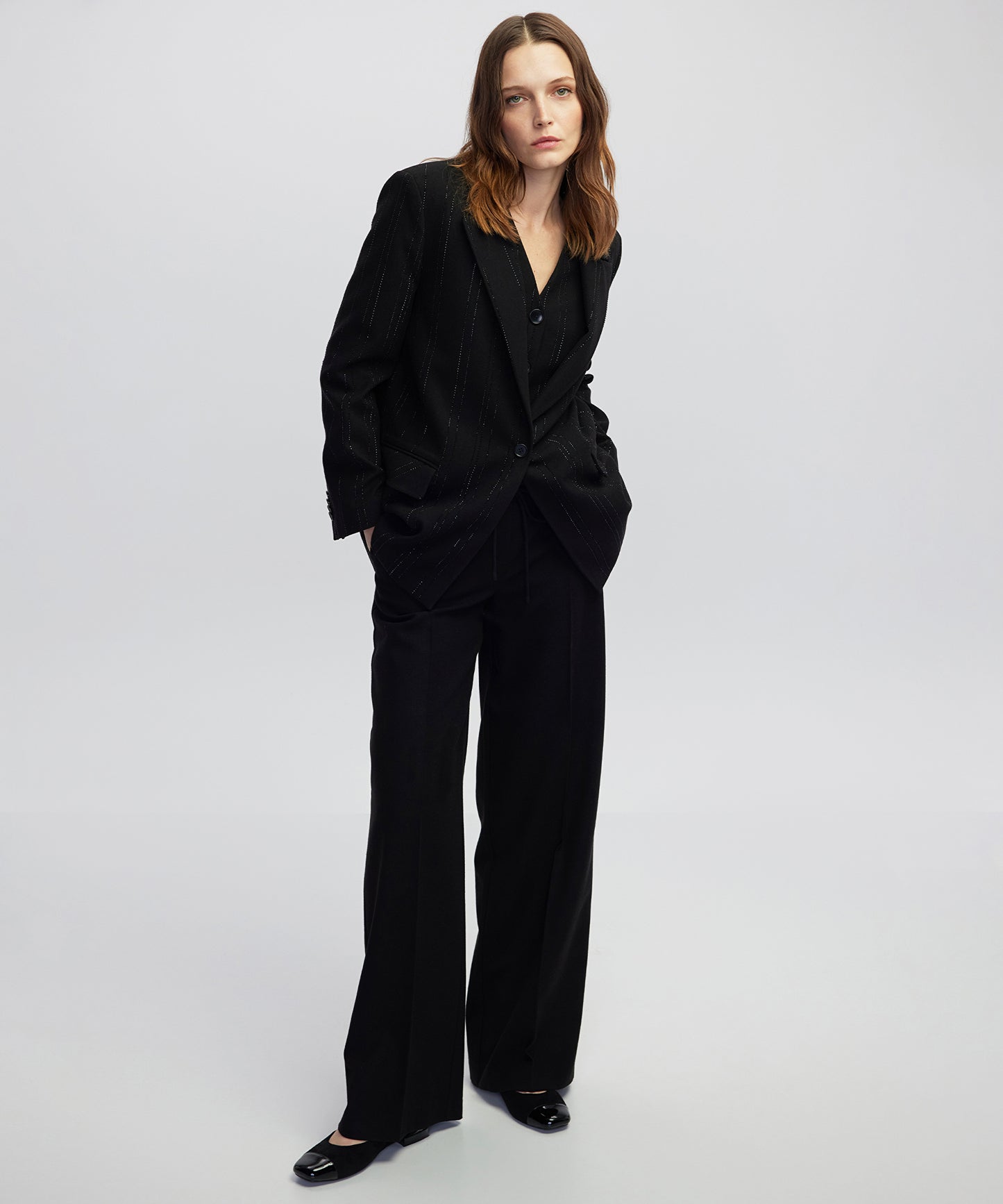 Ince Kordonlu Wide Leg Fit Pantolon