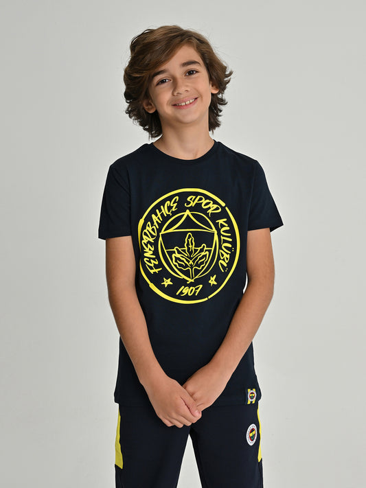 Fenerbahçe Lacivert Tribün Grafiti Logolu Çocuk Tshirt