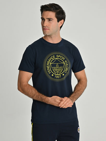 Fenerbahçe Lacivert Tribün Tek Renk Logolu Erkek Tshirt