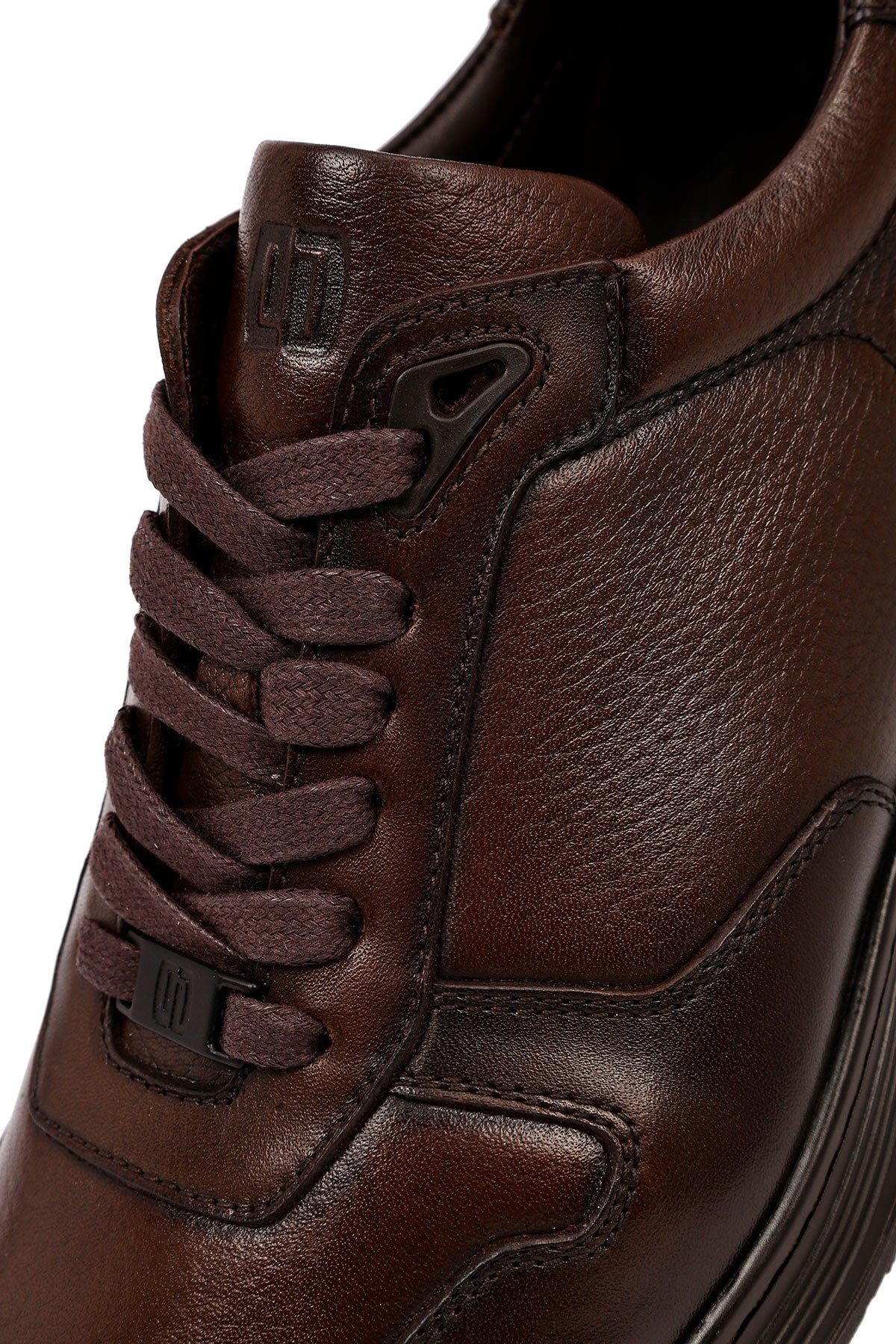 Erkek Kahverengi Bağcıklı Deri Casual Sneaker