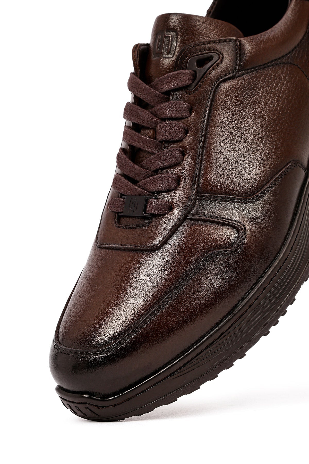 Erkek Kahverengi Bağcıklı Deri Casual Sneaker
