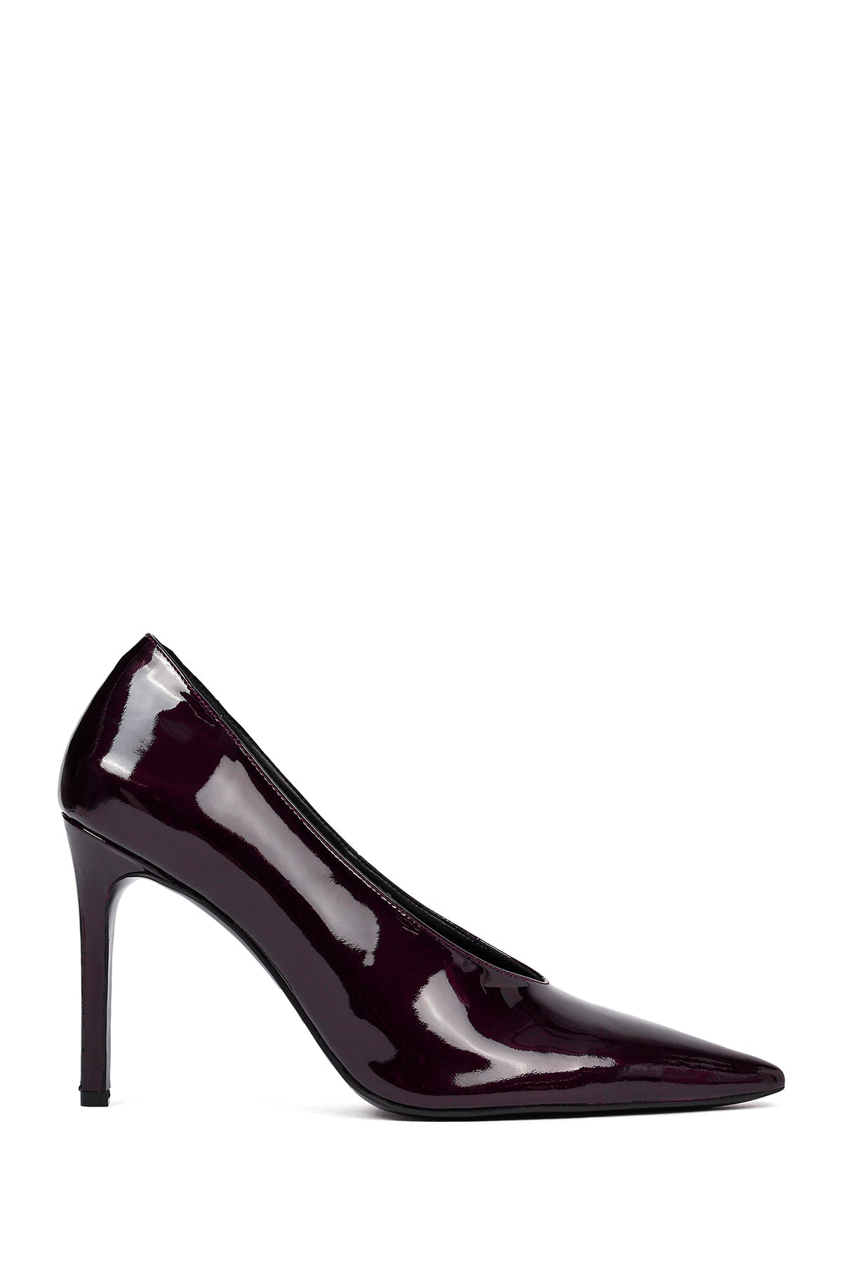 Kadın Bordo Yüksek Ince Topuklu Rugan Deri Stiletto