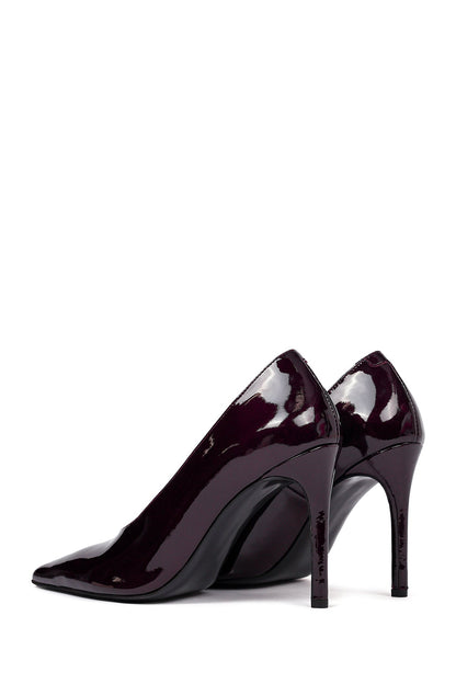 Kadın Bordo Yüksek Ince Topuklu Rugan Deri Stiletto
