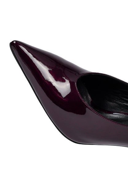 Kadın Bordo Yüksek Ince Topuklu Rugan Deri Stiletto