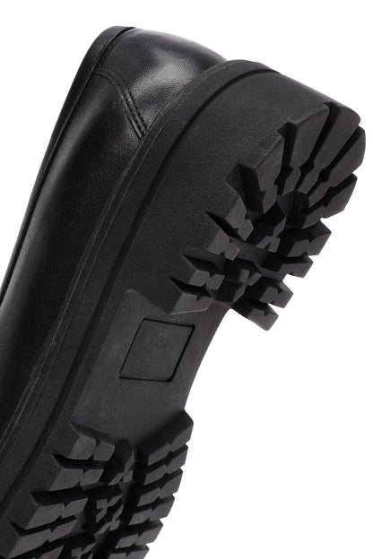 Derimod Gritti Kadın Siyah Toka Detaylı Deri Maskülen Loafer
