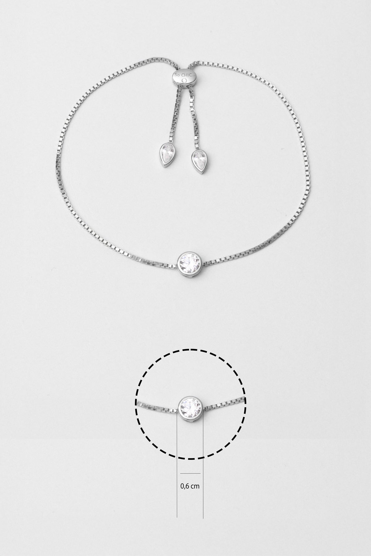 Era 18 Ayar Beyaz Altın Kaplama Ayarlanabilir Gümüş Bileklik 5203370199