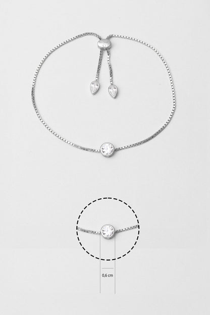 Era 18 Ayar Beyaz Altın Kaplama Ayarlanabilir Gümüş Bileklik 5203370199