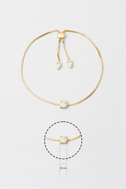 Noa 18 Ayar Sarı Altın Kaplama Ayarlanabilir Gümüş Bileklik 5203380144