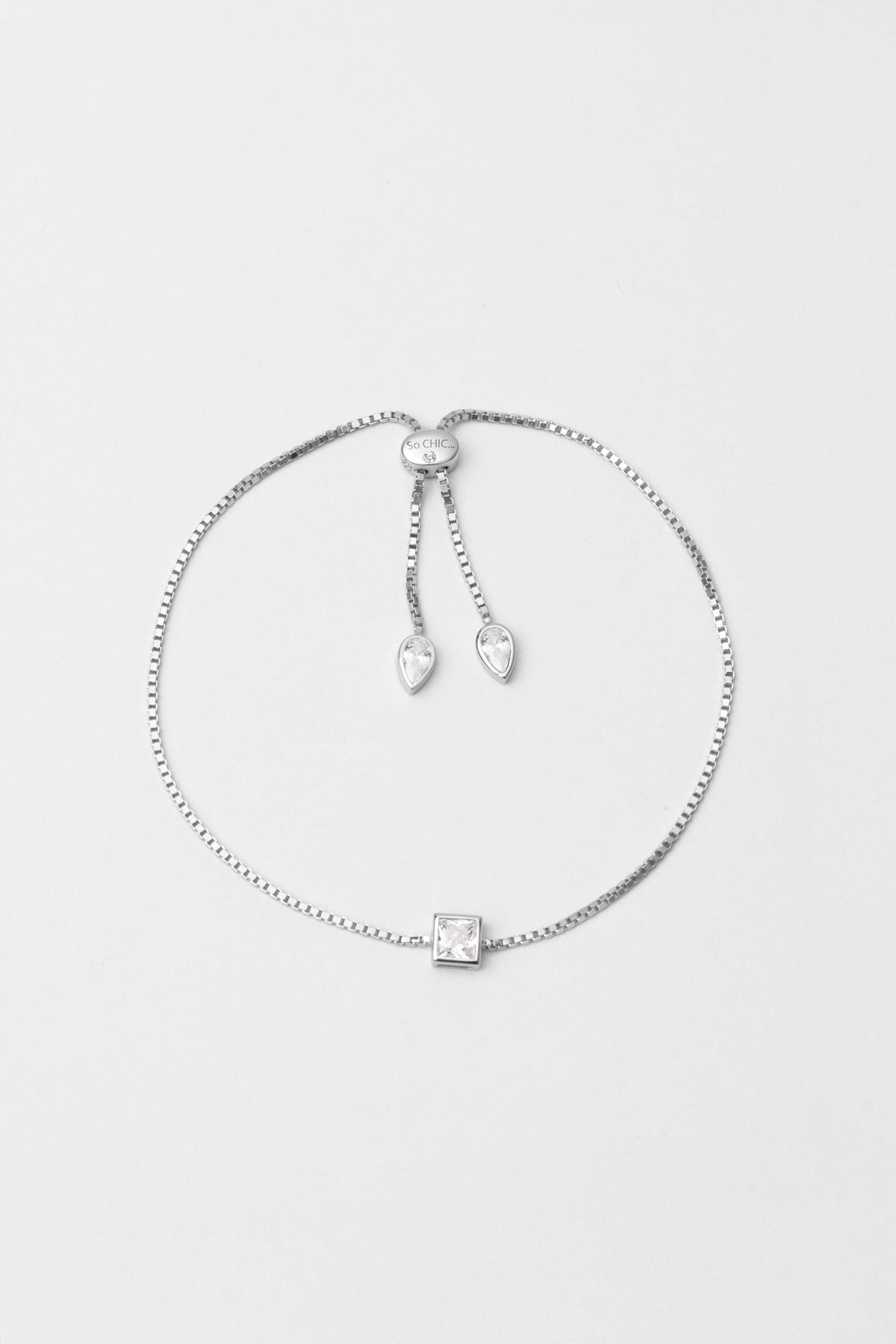 Noa 18 Ayar Beyaz Altın Kaplama Ayarlanabilir Gümüş Bileklik 5203380199