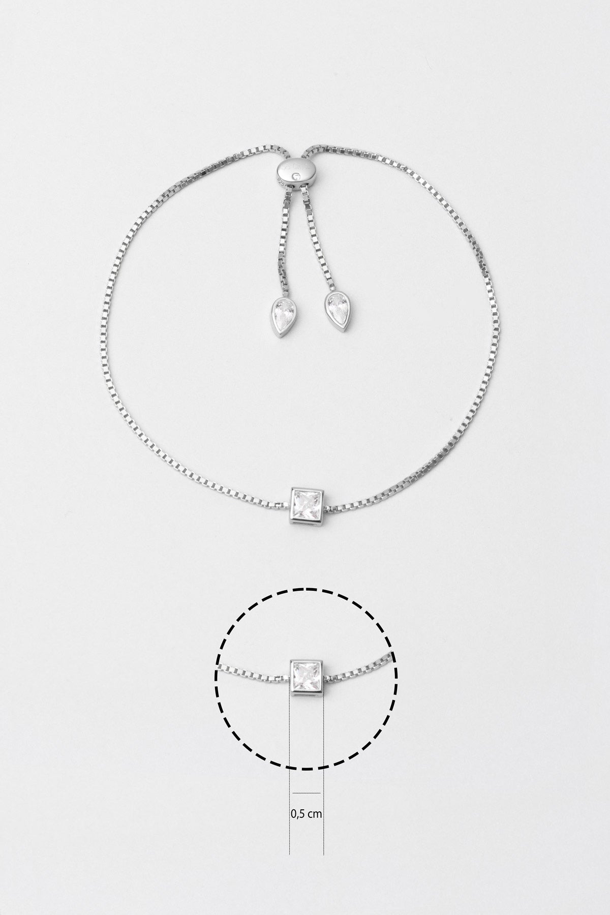 Noa 18 Ayar Beyaz Altın Kaplama Ayarlanabilir Gümüş Bileklik 5203380199