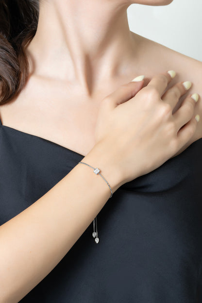 Noa 18 Ayar Beyaz Altın Kaplama Ayarlanabilir Gümüş Bileklik 5203380199