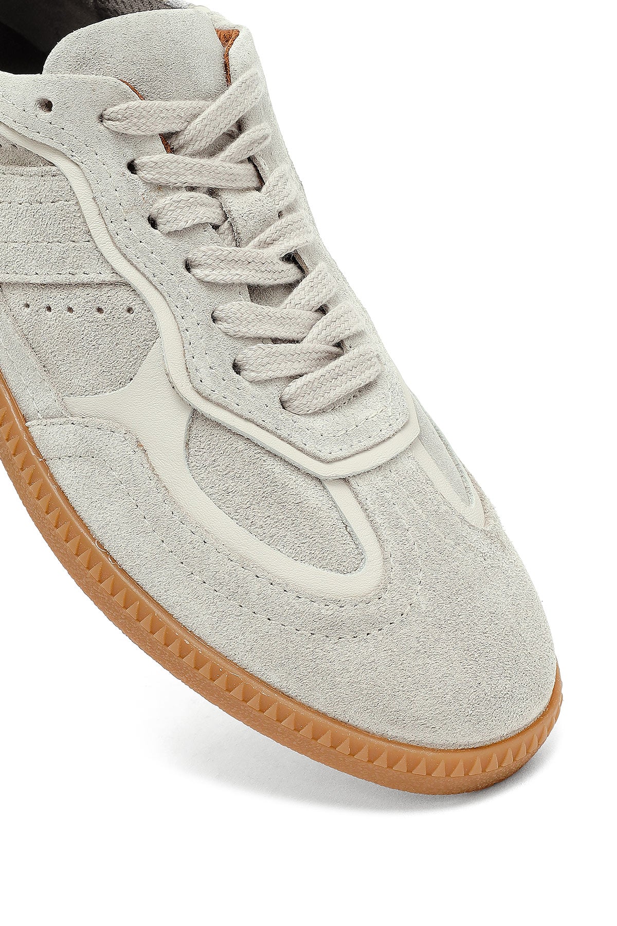 Kadın Bej Bağcıklı Süet Deri Sneaker