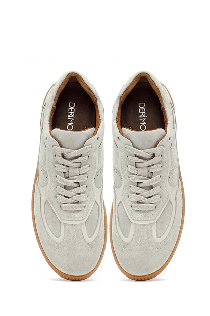 Kadın Bej Bağcıklı Süet Deri Sneaker